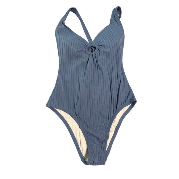 NWT Kona Sol Women Wide Ribbed Ring SZ Medium
One Piece Swimsuit Dusty Blue - Picture 2 of 11